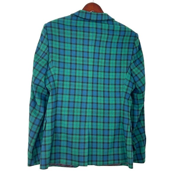 New ASOS Green Blue Tartan Plaid Mens Sz 40 Regular Blazer Jacket Sport Coat Hng - Picture 5 of 12